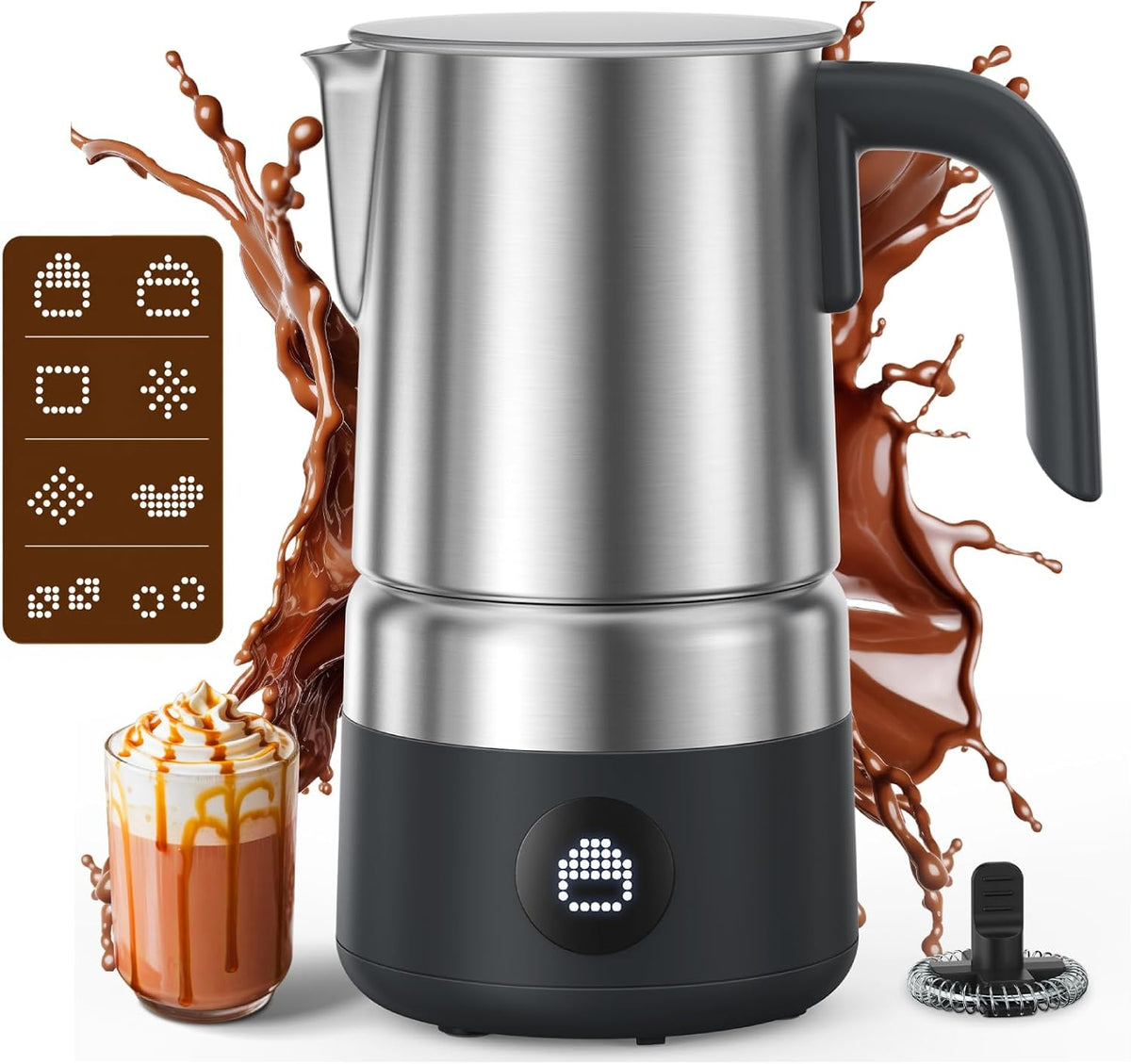 AMZCHEF Espumador de leche eléctrico y vaporizador, máquina de espuma fría