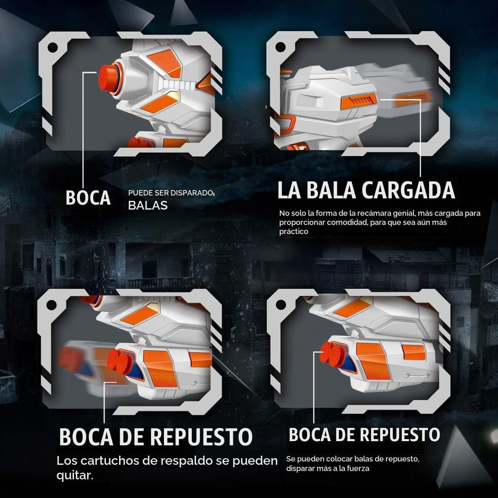 POKONBOY Paquete de 4 pistolas bláster compatibles con balas Nerf Guns, pistolas de juguete para niños y niñas con 80 dardos de repuesto de espuma, juguetes de pistola de mano para niños de 6 años o