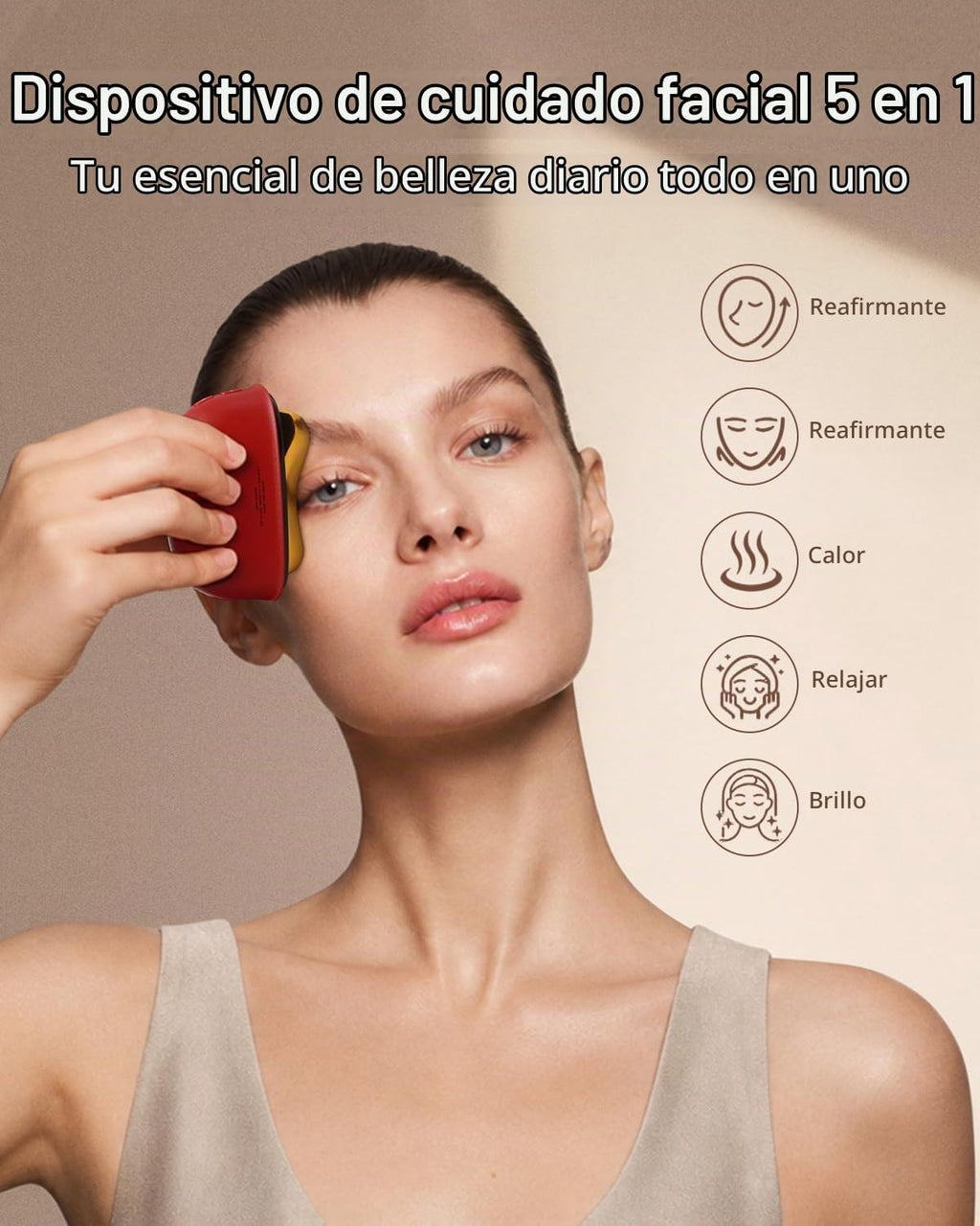 Nuevo GS5 PRO Masajeador facial eléctrico Gua Sha con luz roja y