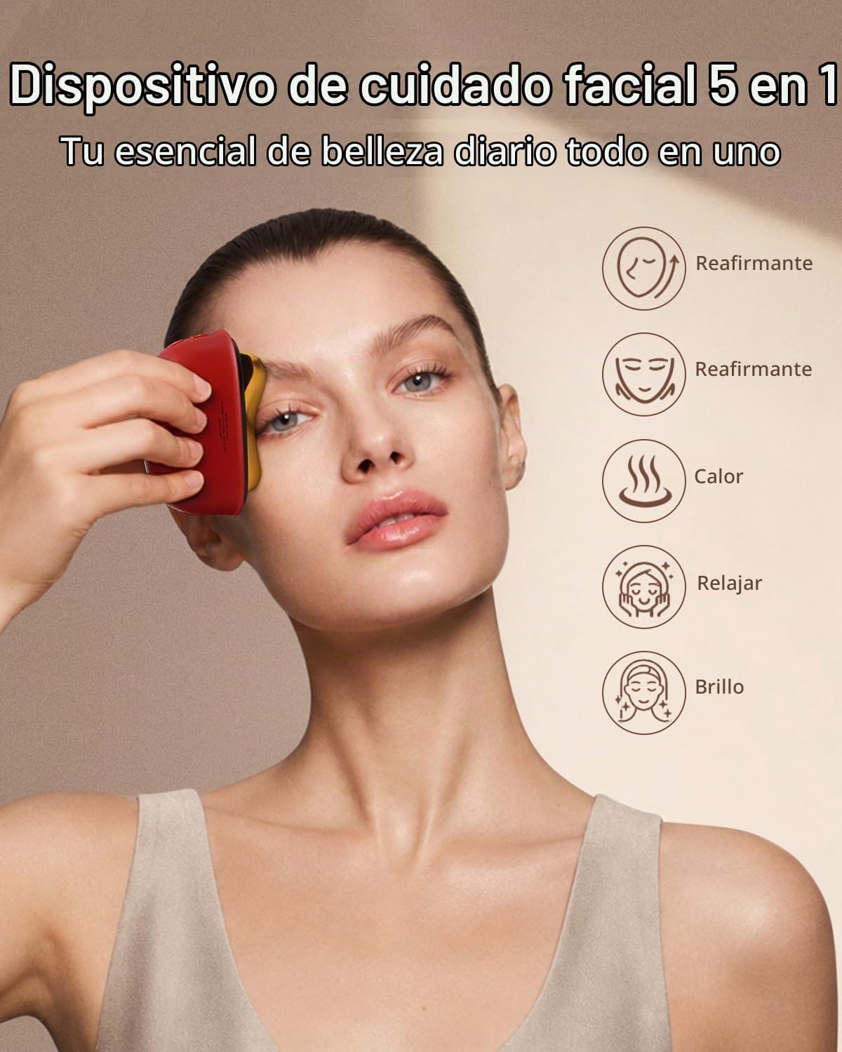 Nuevo GS5 PRO Masajeador facial eléctrico Gua Sha con luz roja y
