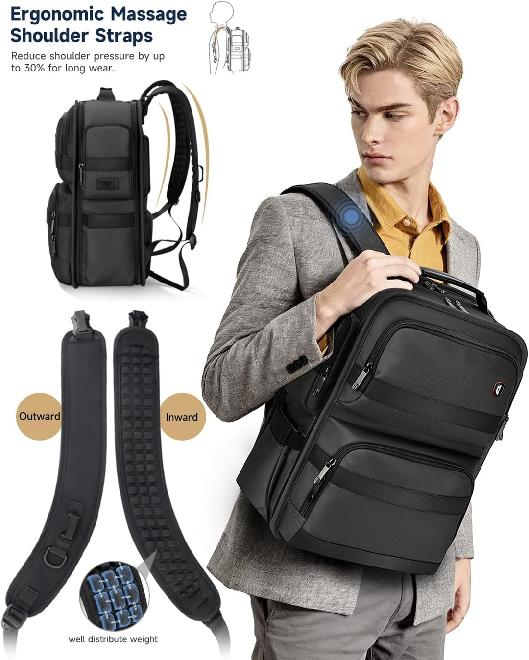 RoyalAnt Mochila de trabajo para hombres, mochila para laptop de 17...