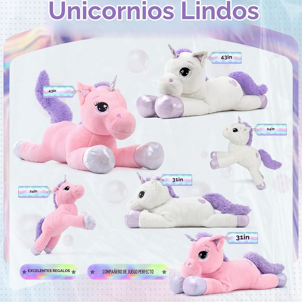 Almohada de peluche gigante de unicornio de 61 cm, almohada de peluche para abrazar unicorno para niñas, regalo para Navidad, cumpleaños o San Valentín