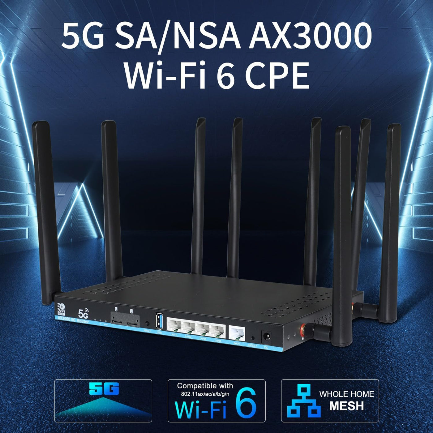 Router 5G WiFi 6 AX3000 con ranuras Dual SIM Gigabit Dual Band Wire...