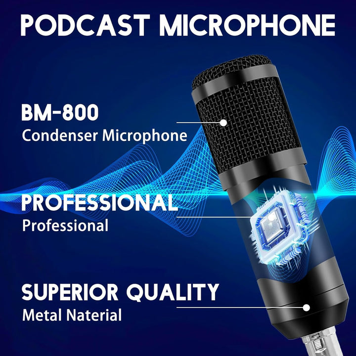 ALSO GO Paquete de Equipo de Podcast, Paquete de Micrófono para Pod...