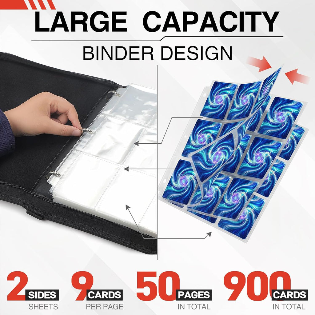 Carpeta de 9 bolsillos para tarjetas coleccionables, álbum con