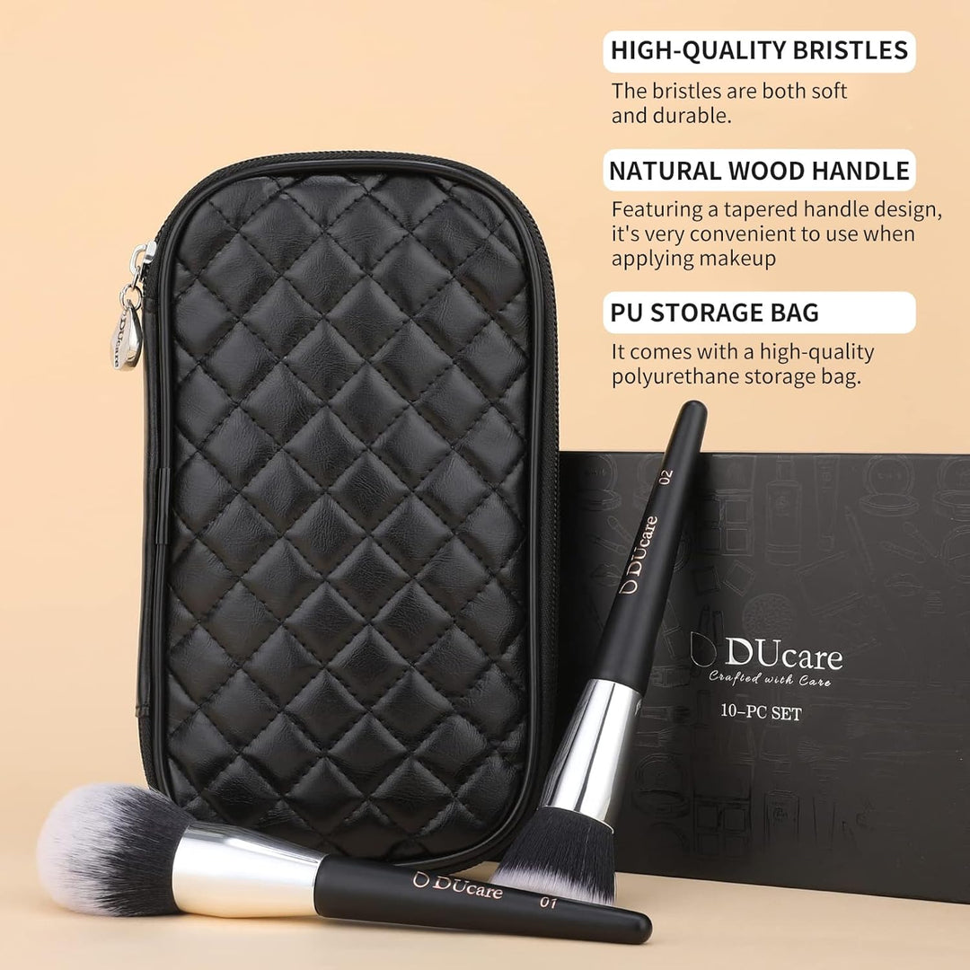 DUcare Brochas de maquillaje con estuche, 10 piezas de brochas de m...