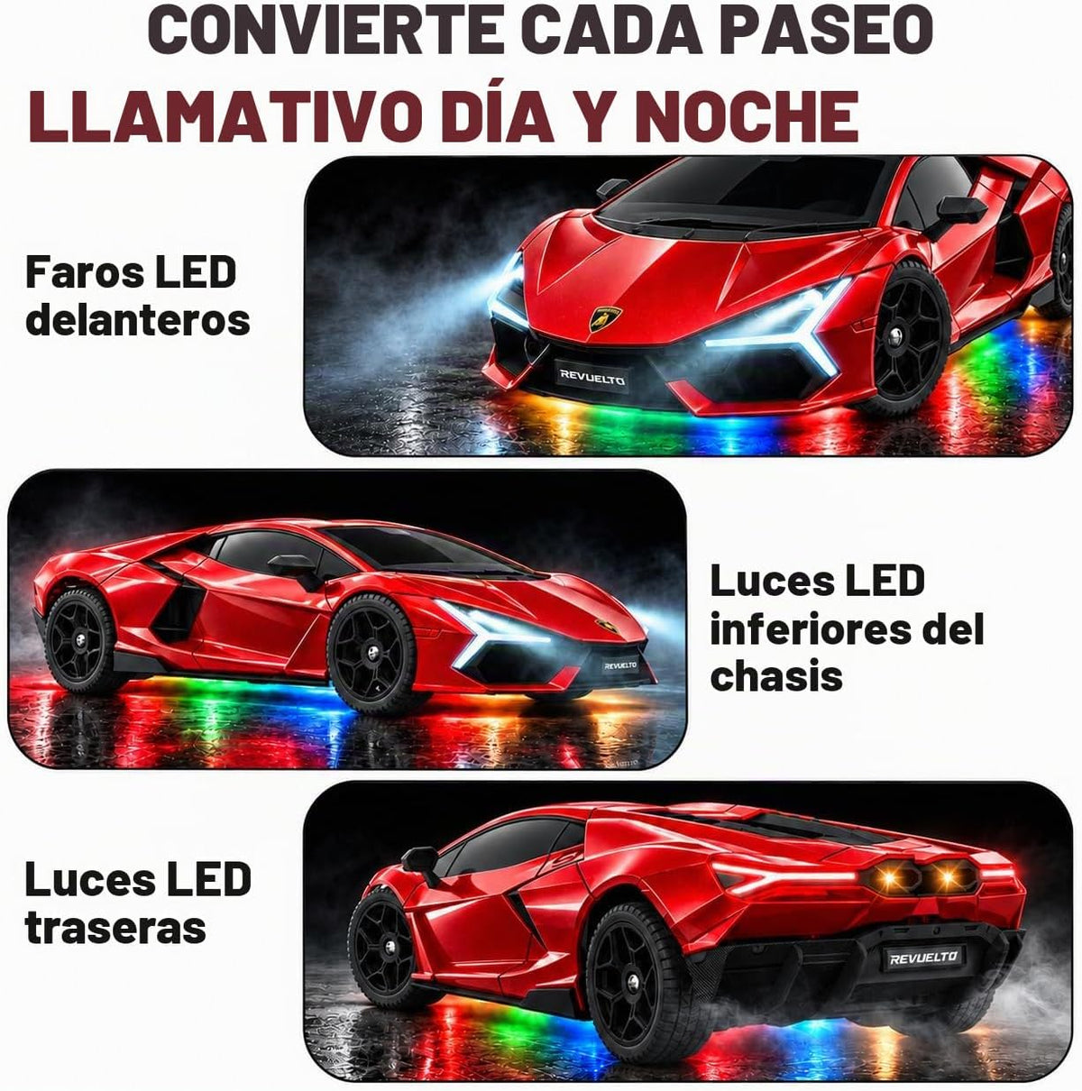 Coche de control remoto - 1:24 Lamborghini Revuelto RC Drift Car con LED
