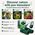 Binoculares para niños – Juguete perfecto para niños pequeños y niñas – Juego extenso que incluye lupa y brújula – Potente aumento 8 x 21 – niños de 3 a 12 años para niños pequeños
