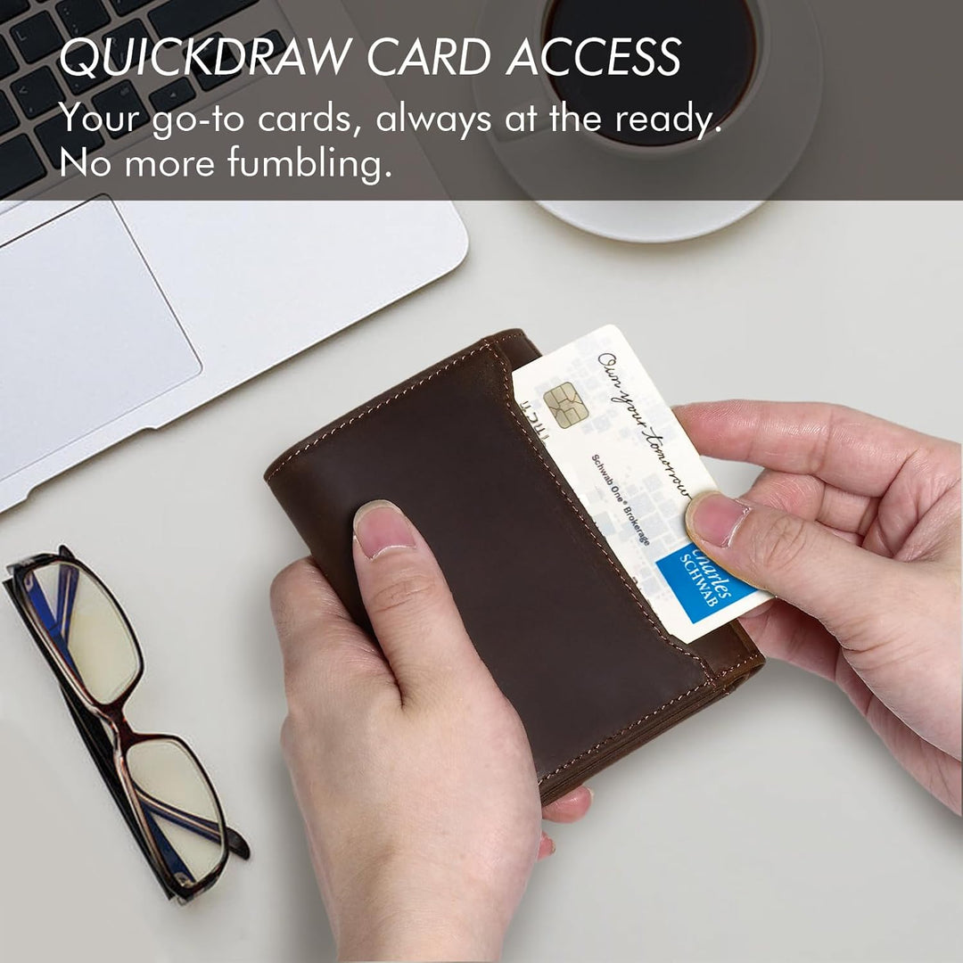 Pefiam Cartera de tres pliegues para hombre de cuero con bloqueo RF...