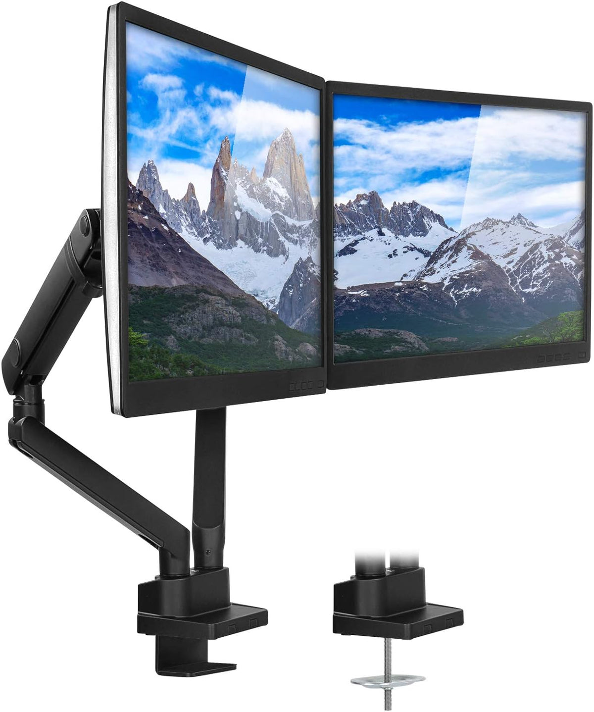 Mount-It! Soporte de escritorio con brazo para monitor doble, pantallas de