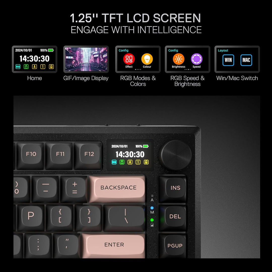 Redragon Teclado inalámbrico para juegos con junta CNC K720 con pan...