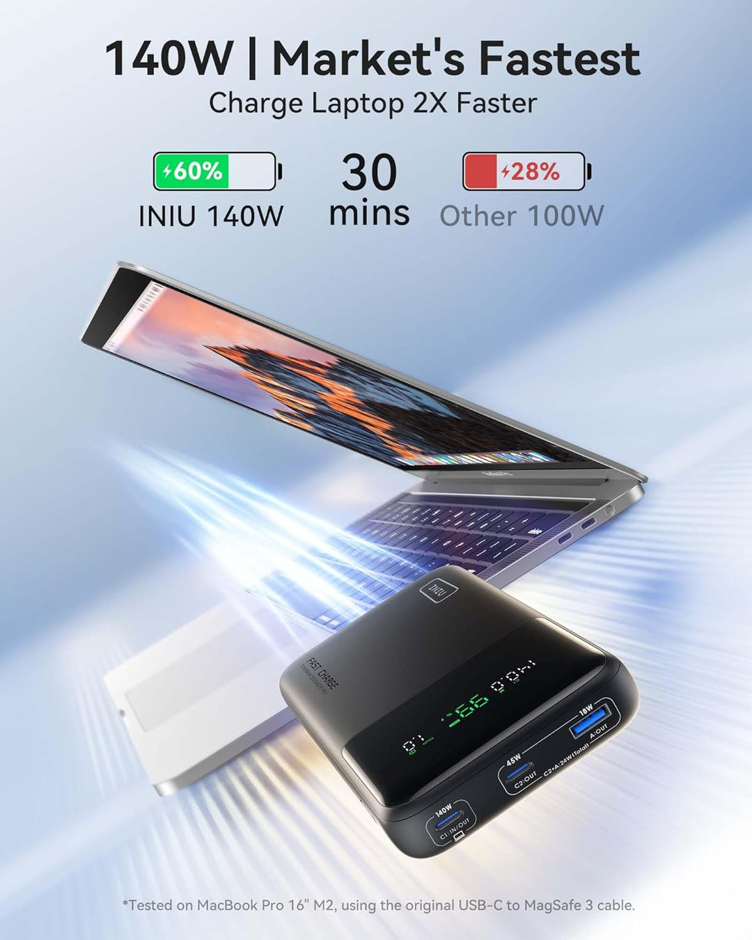 INIU 140W Power Bank, Cargador Portátil Compacto de 25000mAh de Alt...