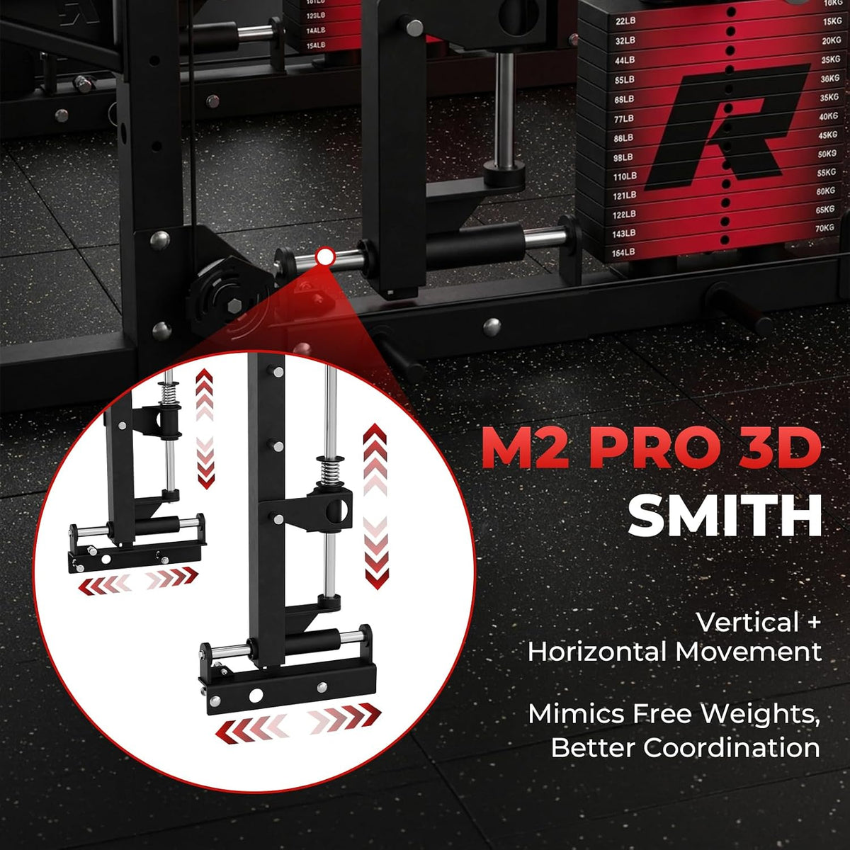 RitFit Máquina de M2 3D Smith con la pila de acero del peso, jaula del