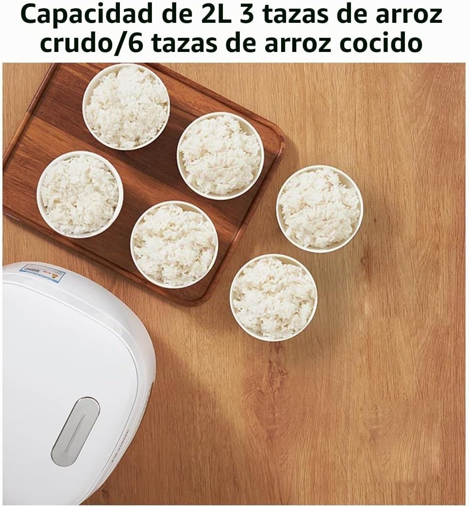 Joydeem Arrocera de cerámica FD20S-W, 4 tazas de ollas de arroz sin cocer con olla interior de cerámica pura, inicio de oferta las 24 horas, 2 L, color blanco