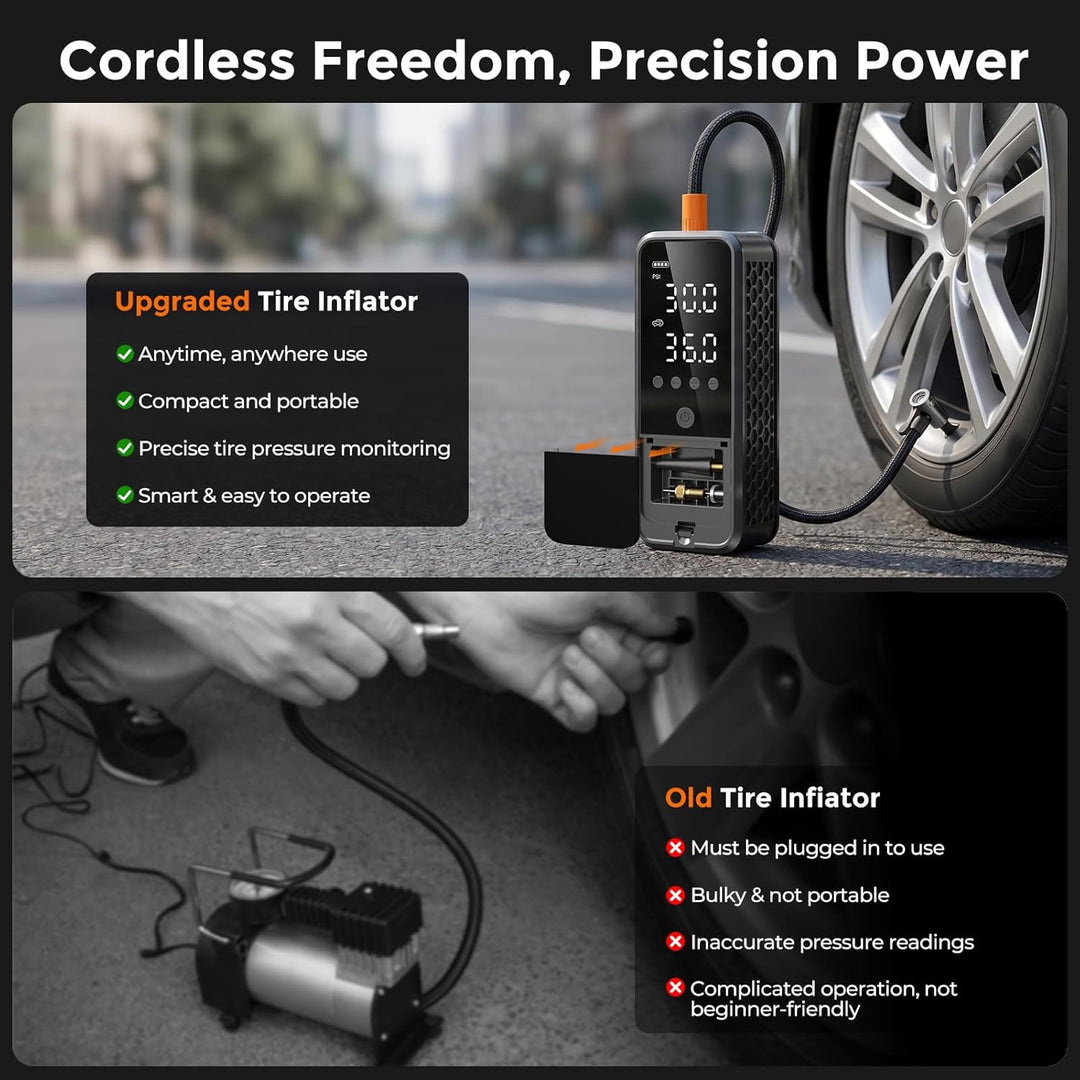 KZKB Compresor de aire portátil para inflar neumáticos de 160 PSI,...