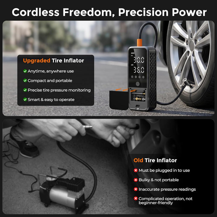 KZKB Compresor de aire portátil para inflar neumáticos de 160 PSI,...