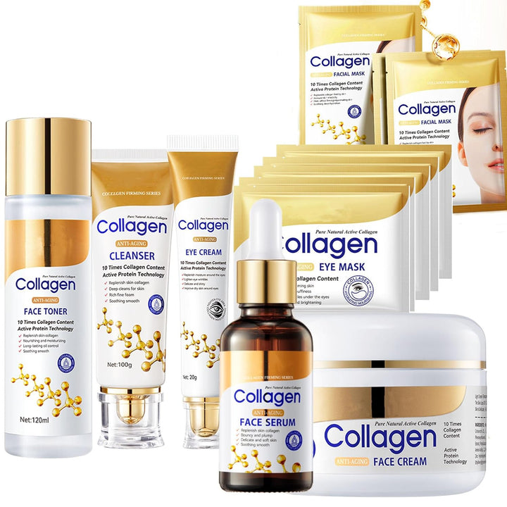 Juego de lavado facial de colágeno para mujeres, juego de 13 piezas...