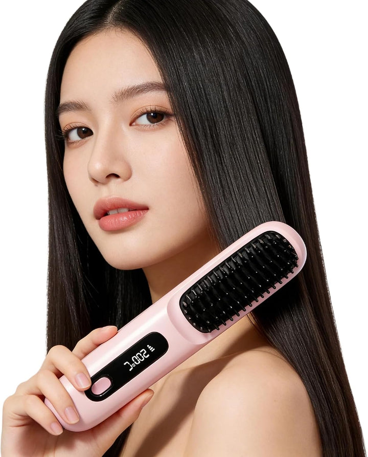 Cepillo alisador de pelo inalámbrico para mujer, cepillo alisador d...
