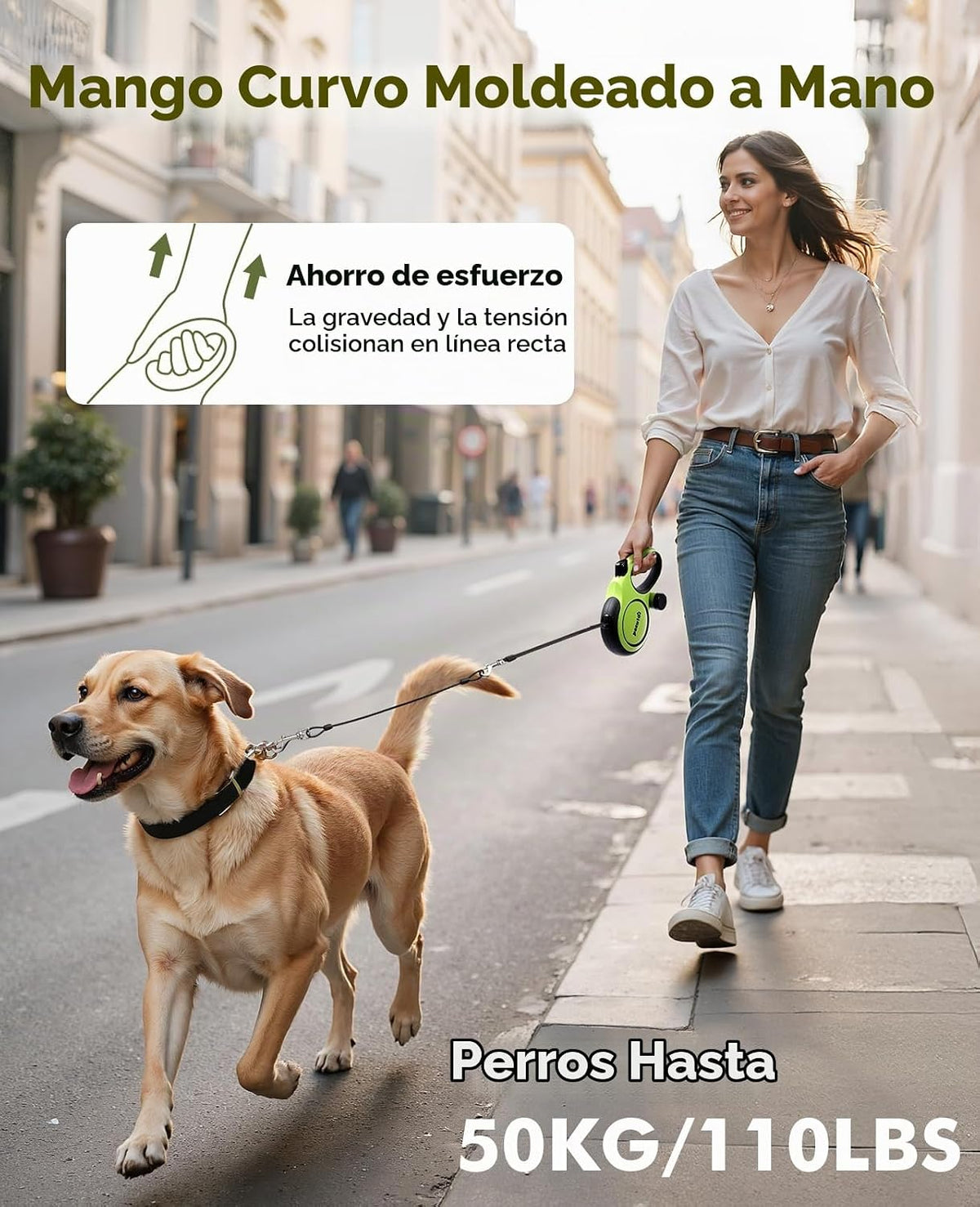 Pecute Correa retráctil resistente para perros de 26 pies para perros