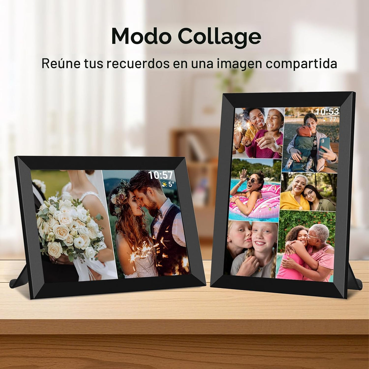FRAMEO - Marco de fotos digital inteligente WiFi de 10.1 pulgadas, Negro clásico