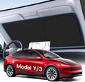 Parasol para parabrisas para Tesla modelo Y/3 2016-2026 (Juniper/Highland), [100% bloqueador solar y antiarrugas] protección UV, aislamiento térmico, cubierta de ventana delantera para Tesla