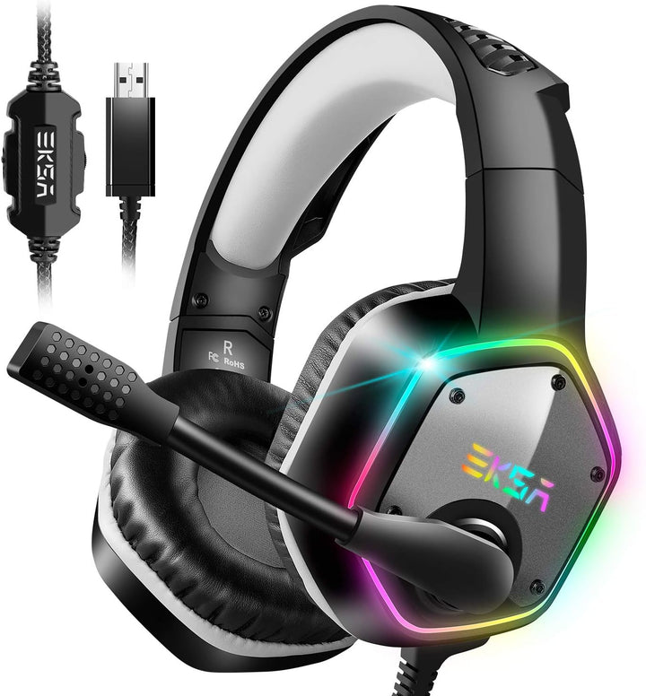 EKSA E1000 - Auriculares USB Gaming para PC, auriculares de computa...