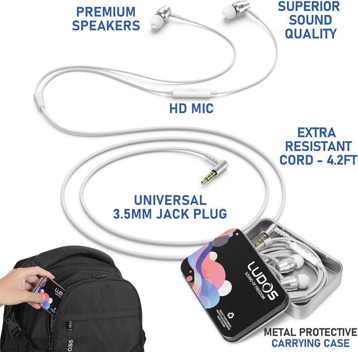 LUDOS OMNITONE Auriculares con cable in-ear, 5 años de garantía, au...