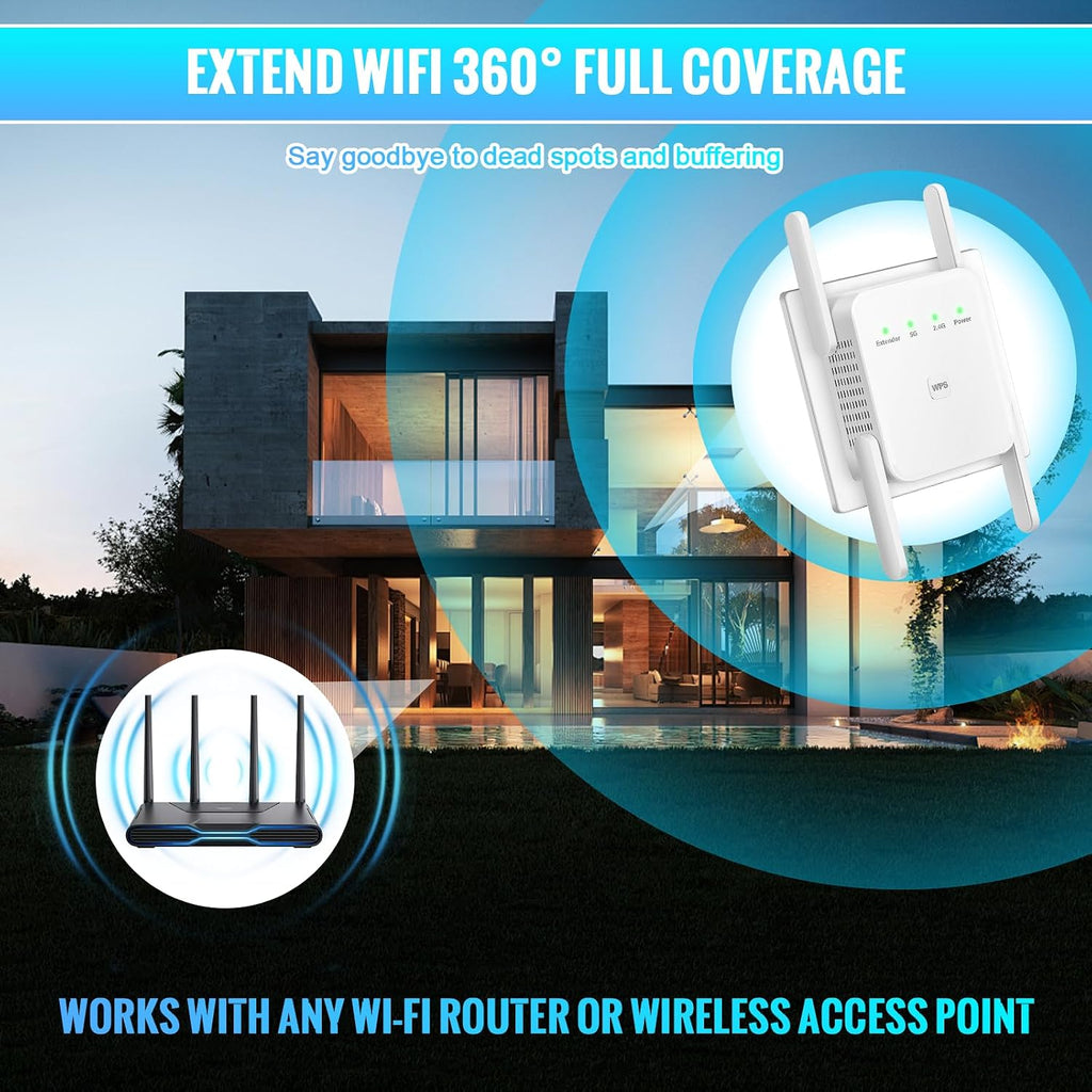 Amplificador de señal WiFi Extensor para el hogar 5G 1200Mbps Dual Band