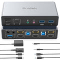 Conmutador KVM HDMI 2 monitores 2 computadoras - 4K@60Hz aluminio