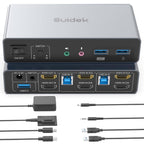 Conmutador KVM HDMI 2 monitores 2 computadoras - 4K@60Hz aluminio