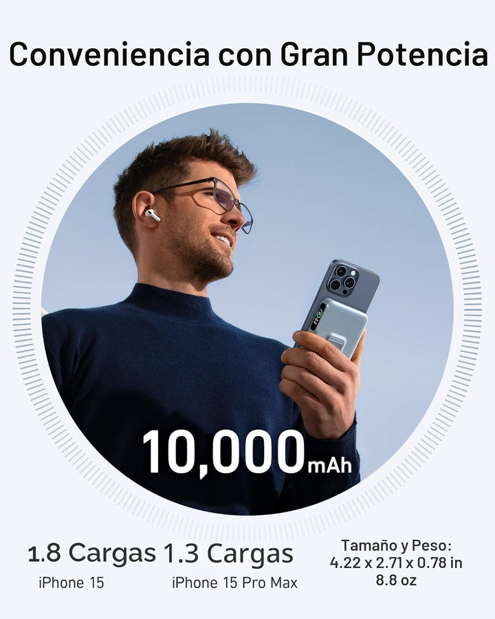 Anker MagGo Power Bank, Cargador portátil compatible con MagSafe ce...