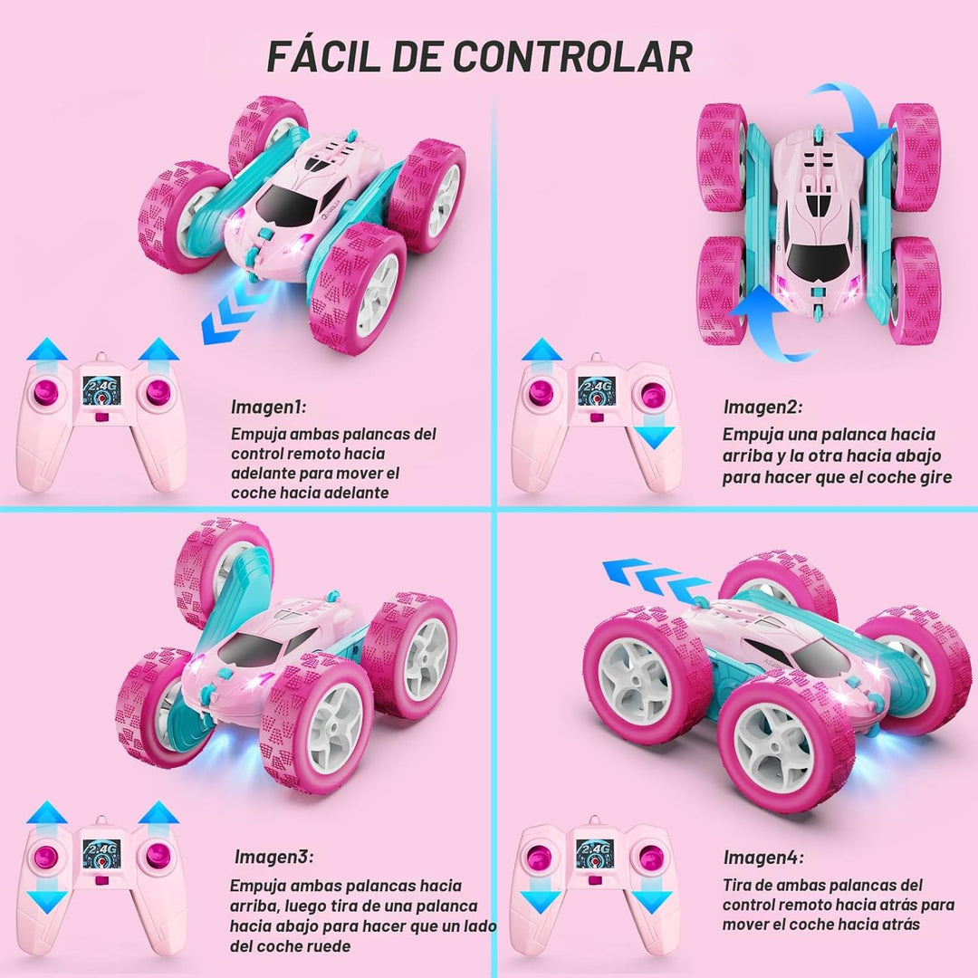 QUNREDA Coches RC, Coche de Control Remoto Rosa para Niñas, 2.4 GHZ...