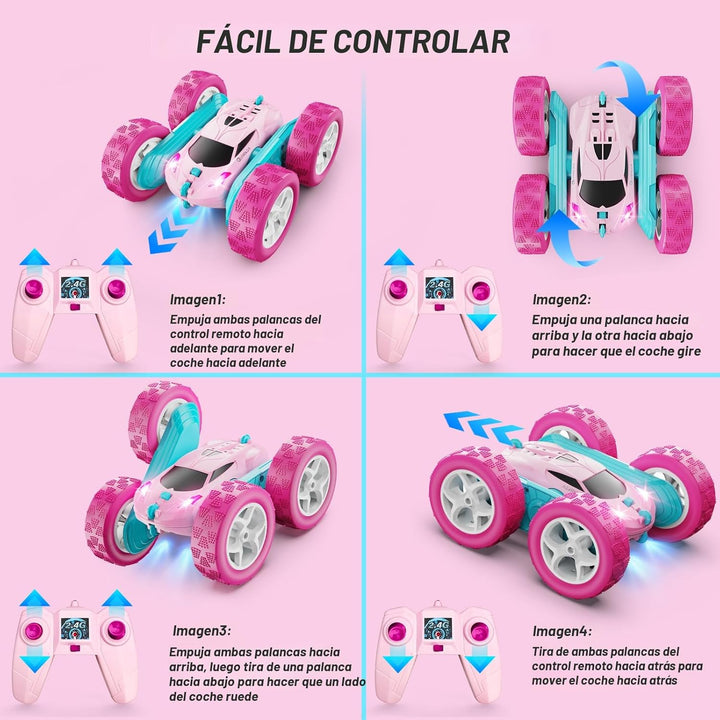 QUNREDA Coches RC, Coche de Control Remoto Rosa para Niñas, 2.4 GHZ...