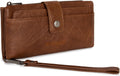 Wrangler - Carteras de pulsera para mujer con bloqueo RFID, carteras plegables, Marrón, Sencillo