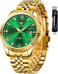 OLEVS Reloj Clásico para Hombre Diamante Analógico Lujo Acero Inoxidable a Dos Tonos Resistente al Agua con Fecha Luminous para Hombres