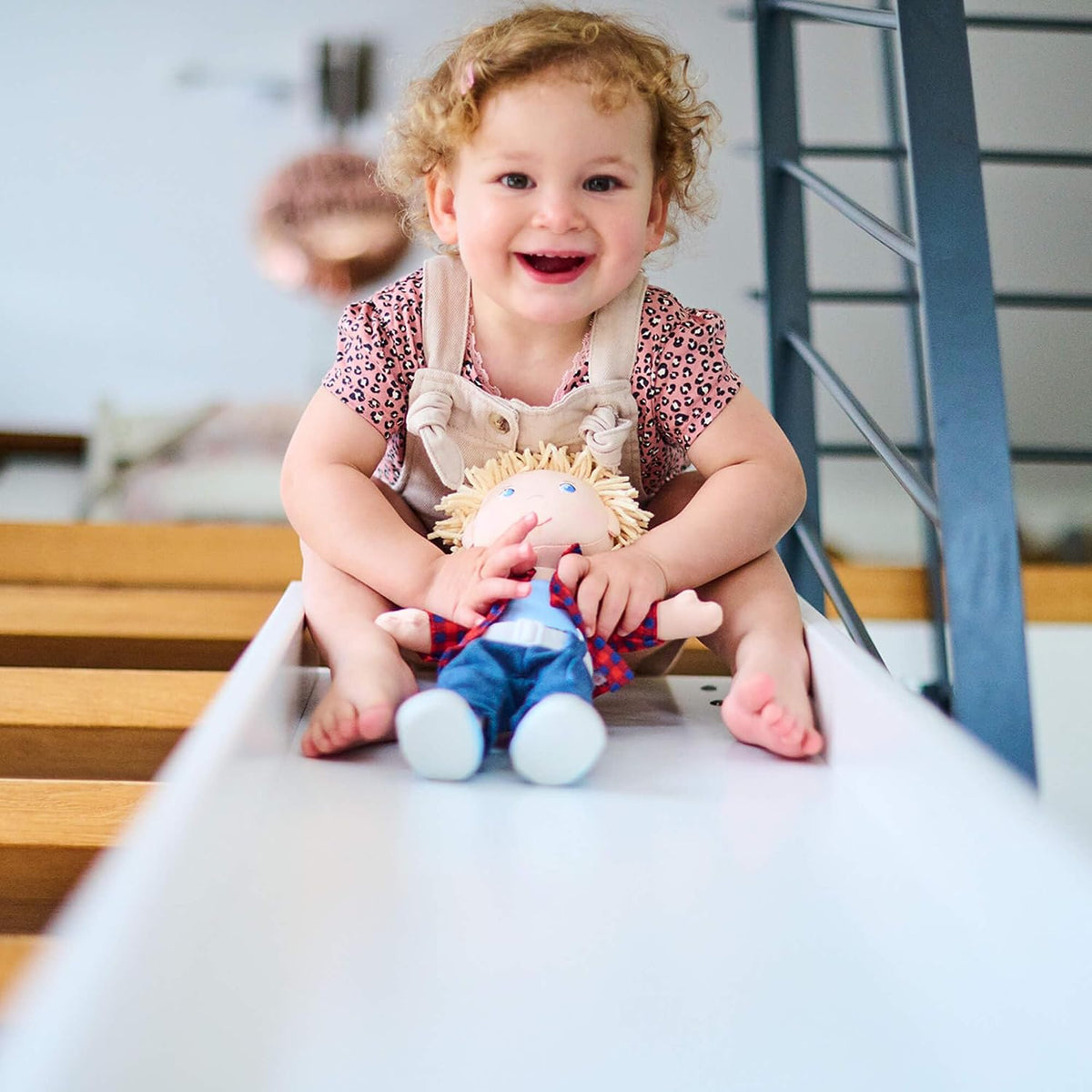 HABA Nick - Muñeco suave de 12 pulgadas, muñeco de bebé con cabello rubio y ojos azules (lavable a máquina), juguete de peluche perfecto para 18 meses en adelante