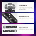 Micrófono falso con diamantes de imitación brillantes, micrófono de juego de plástico con purpurina para disfraz de fiesta de cosplay (negro)