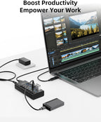 AGEEN, hub USB 3.2 de 7 puertos, alimentado, adaptador 12V/2A