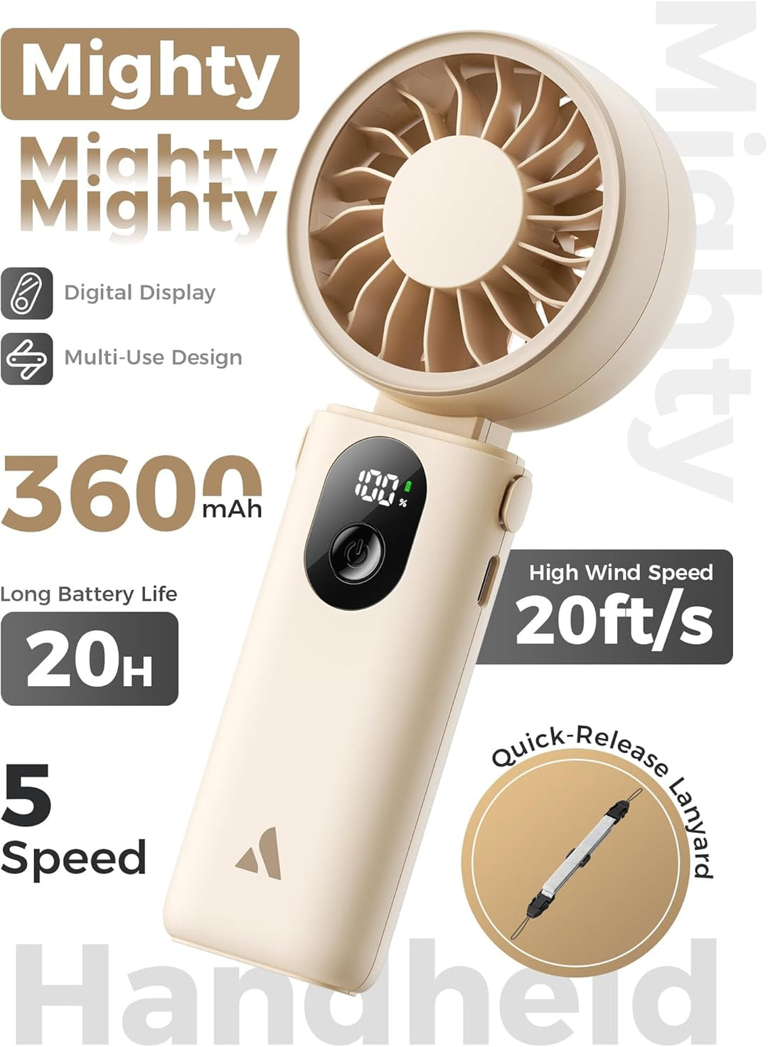 Ventilador portátil Aecooly Mighty | Refrigeración máxima de 20 hor...
