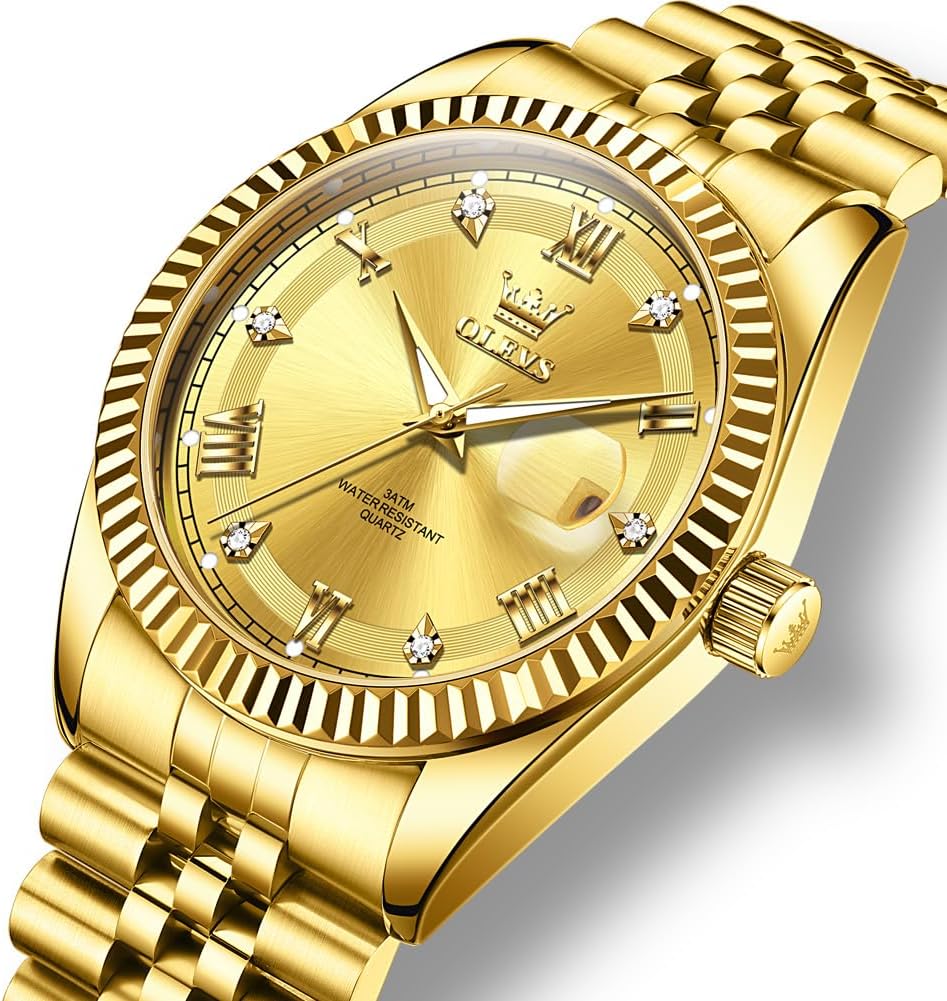 OLEVS Reloj para Hombres Acero Inoxidables Cuarzo Lujo Reloj de vestir de gran esfera