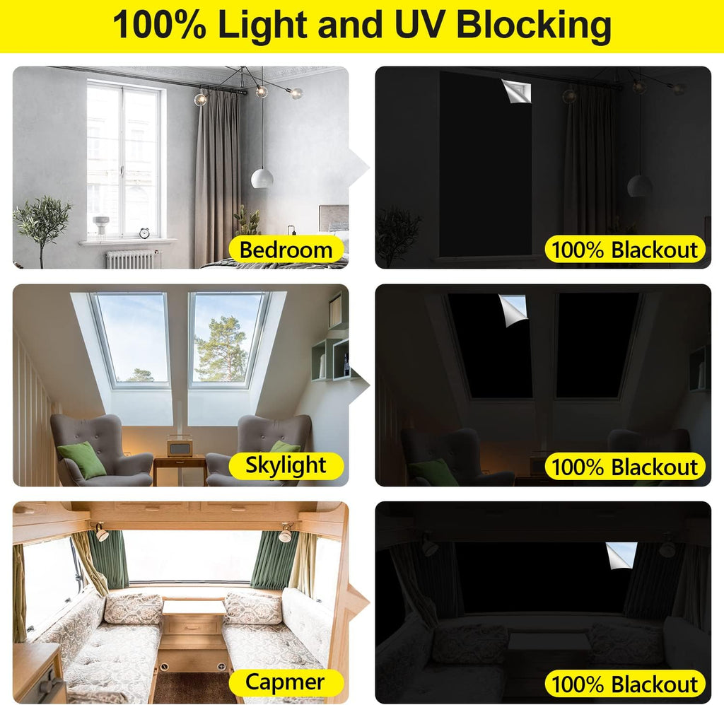 Cortinas 100% opacas, cubierta de ventana negra portátil de 57 x 118