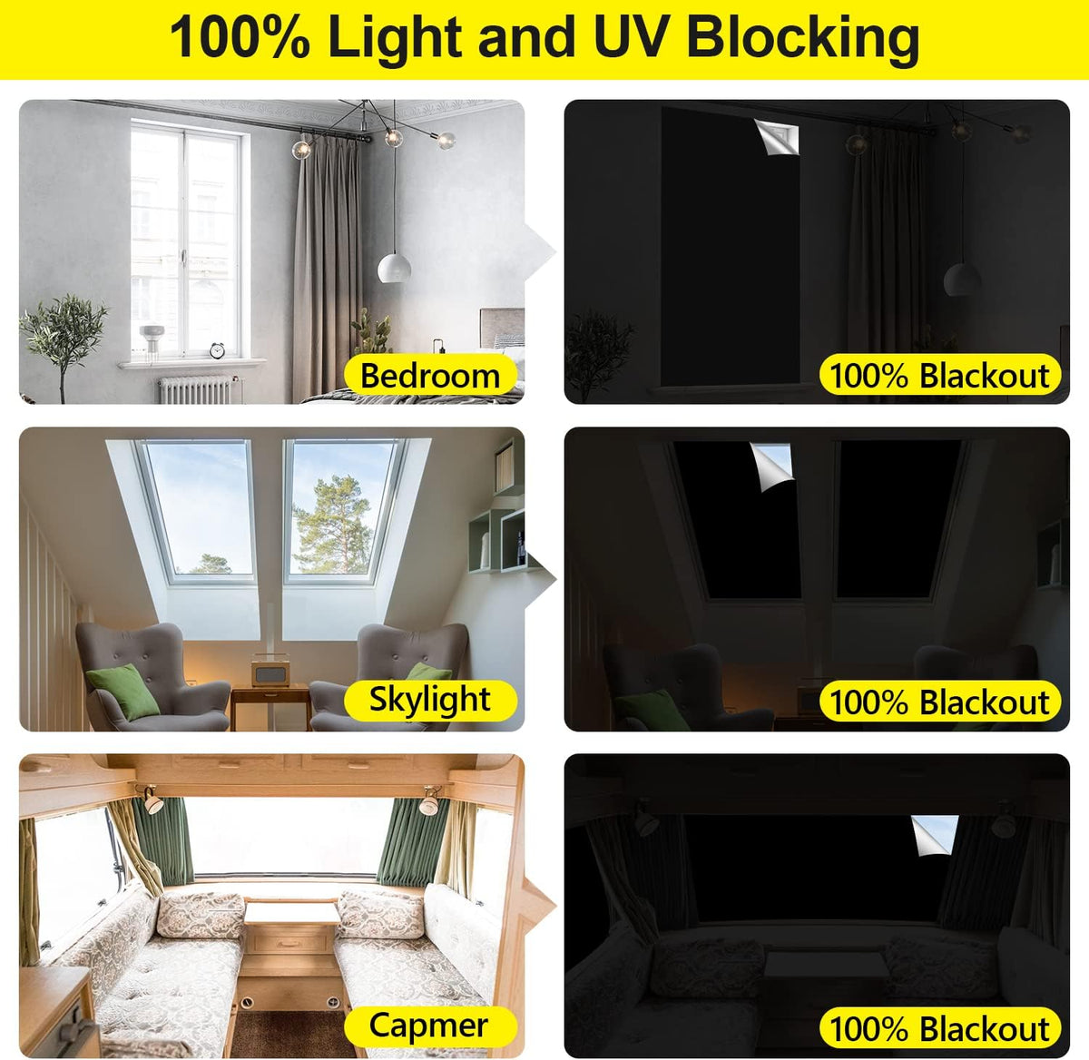 Cortinas 100% opacas, cubierta de ventana negra portátil de 57 x 118