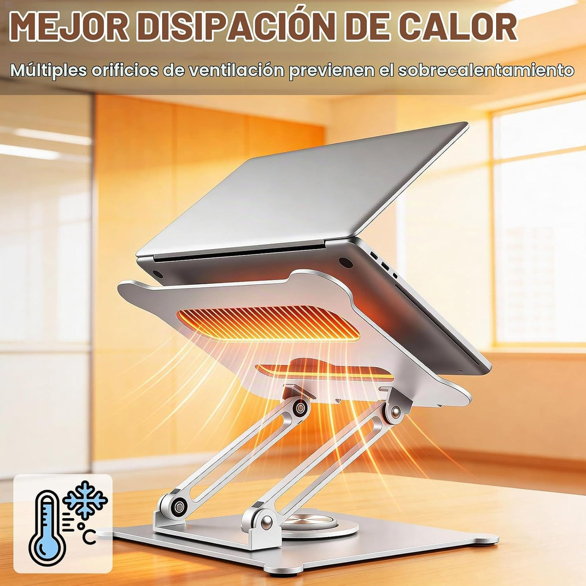 Urmust Soporte giratorio para laptop de 360° para escritorio, eleva...