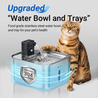 DownyPaws Fuente de agua para gatos Inalámbrica de acero inoxidable