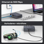 TJCXELE Displaylink - Estación de acoplamiento de 3 monitores con HDMI DP, estación de acoplamiento USB C 19 en 1 para laptop, pantalla triple 4K 60Hz con PD 100W, 10bps USBC/A Ethernet/lectores de tarjetas/audio para M1 M2 M3/Mac y Windows