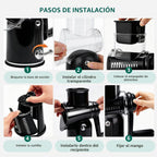 Rallador de queso giratorio de manivela, 5 cuchillas, trituradora de alimentos, picadora, base redonda de succión fuerte, accesorio de cocina con caja de almacenamiento para frutas y