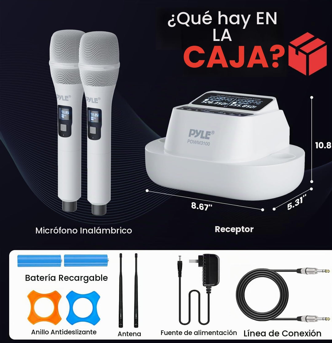 Pyle Juego de micrófonos de karaoke - Micrófonos inalámbricos con r...