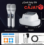 Pyle Juego de micrófonos de karaoke - Micrófonos inalámbricos con receptor de canal UHF