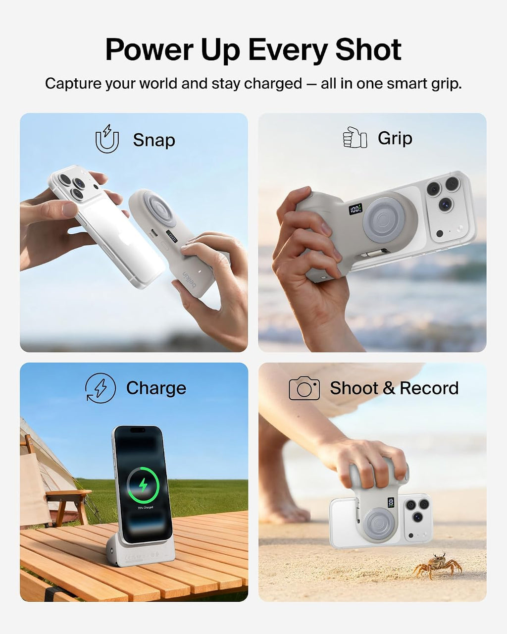 Belkin Stage PowerGrip - Empuñadura magnética de carga inalámbrica para