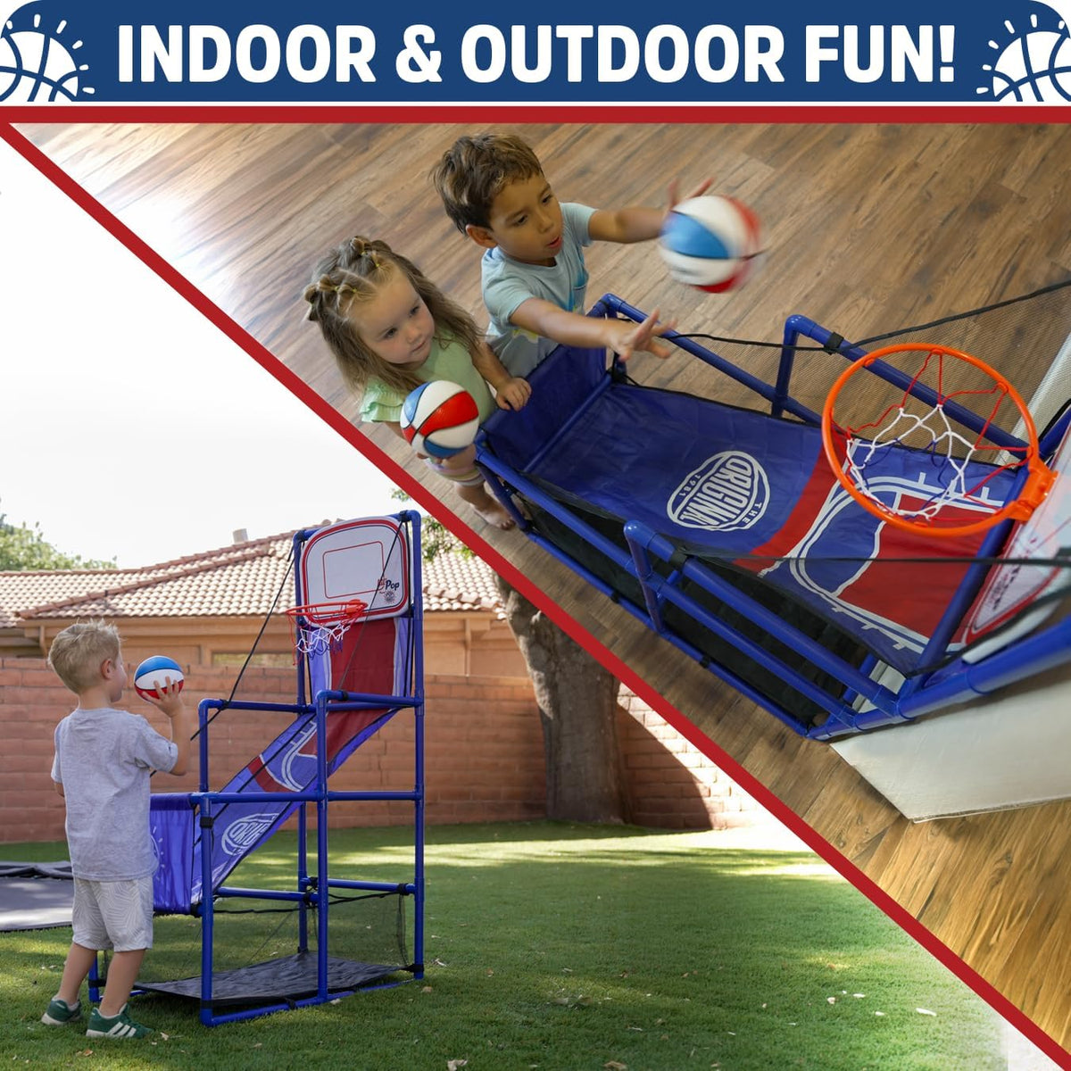 Pop-A-Shot Lil' Pop | Juego de aro de baloncesto para interiores para niños